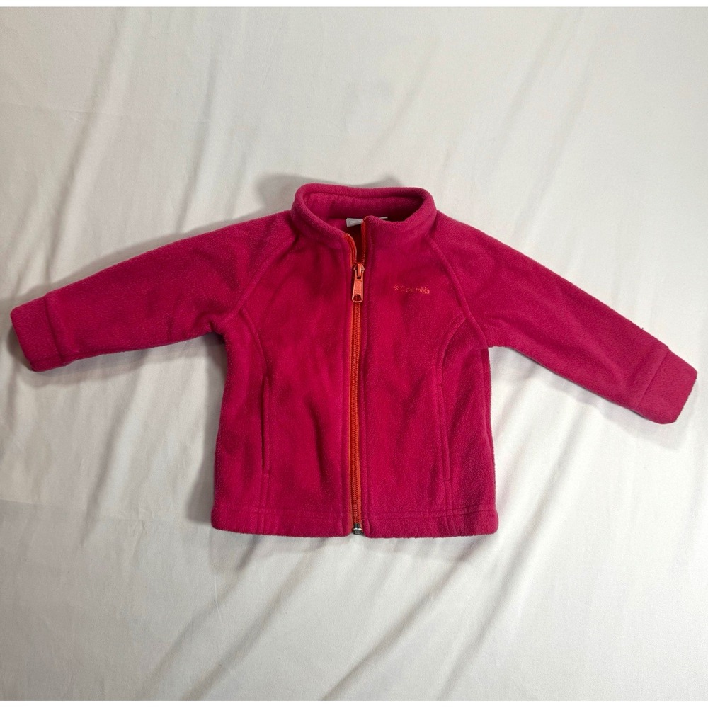 Columbia Pink/Orange Full Zip Fleece Basic Jacket, Unisex 12-18M